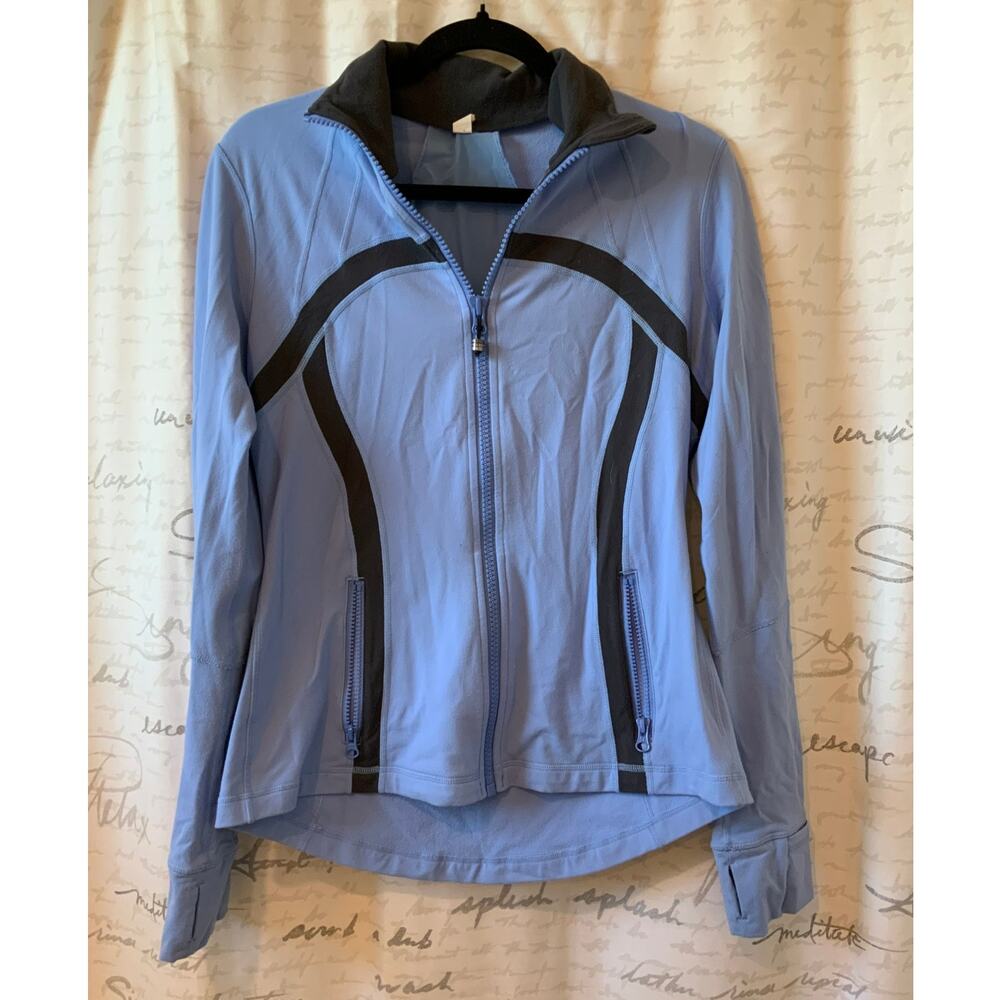 Lululemon Scuba Hoodie Full Zip Striped Jacket Light Blue Gray Sz 10 Y2K